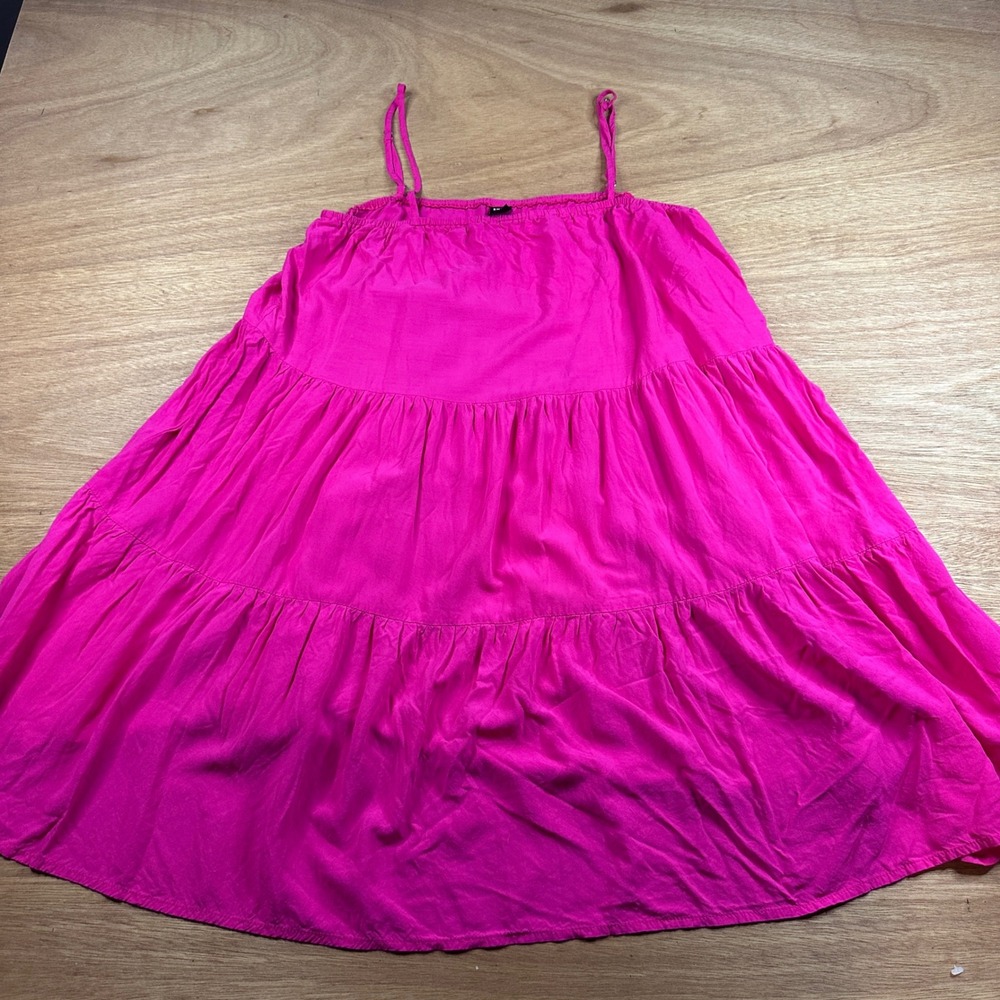 SHEIN Womens Large Pink Tiered Cami Swing Dress Sleeveless Boho Mini
